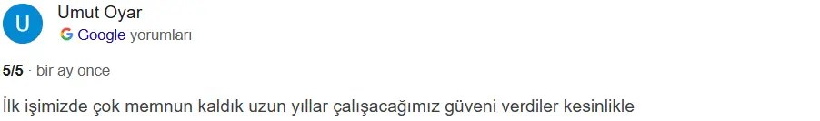 Müşteri yorumu Teslimatör Lojistik