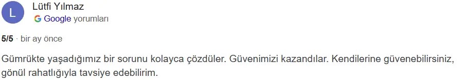 Müşteri yorumu Teslimatör Lojistik