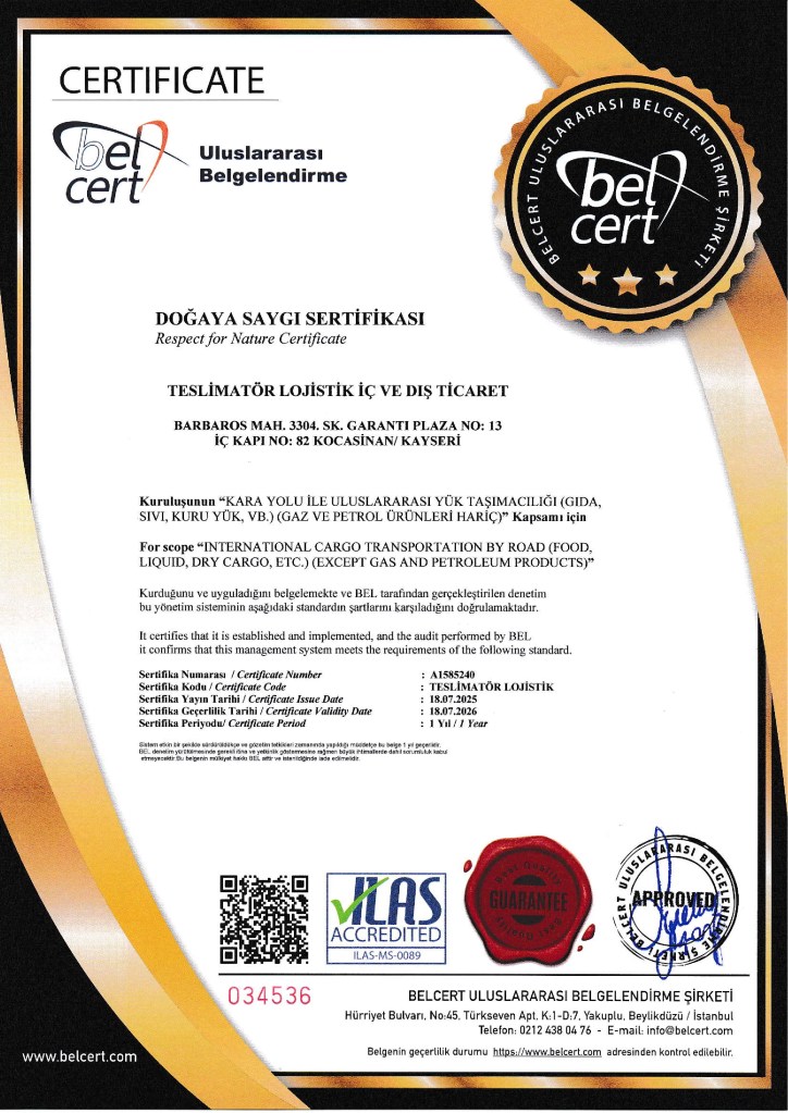 Doğaya Saygı Teslimatör Lojistik